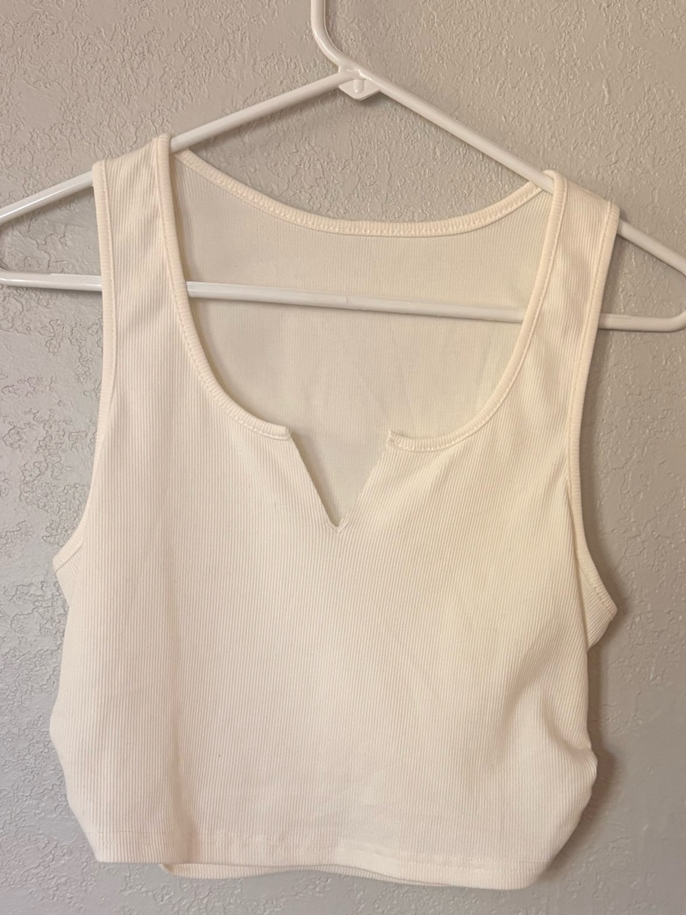 Amazon ribbed cropped tank top white